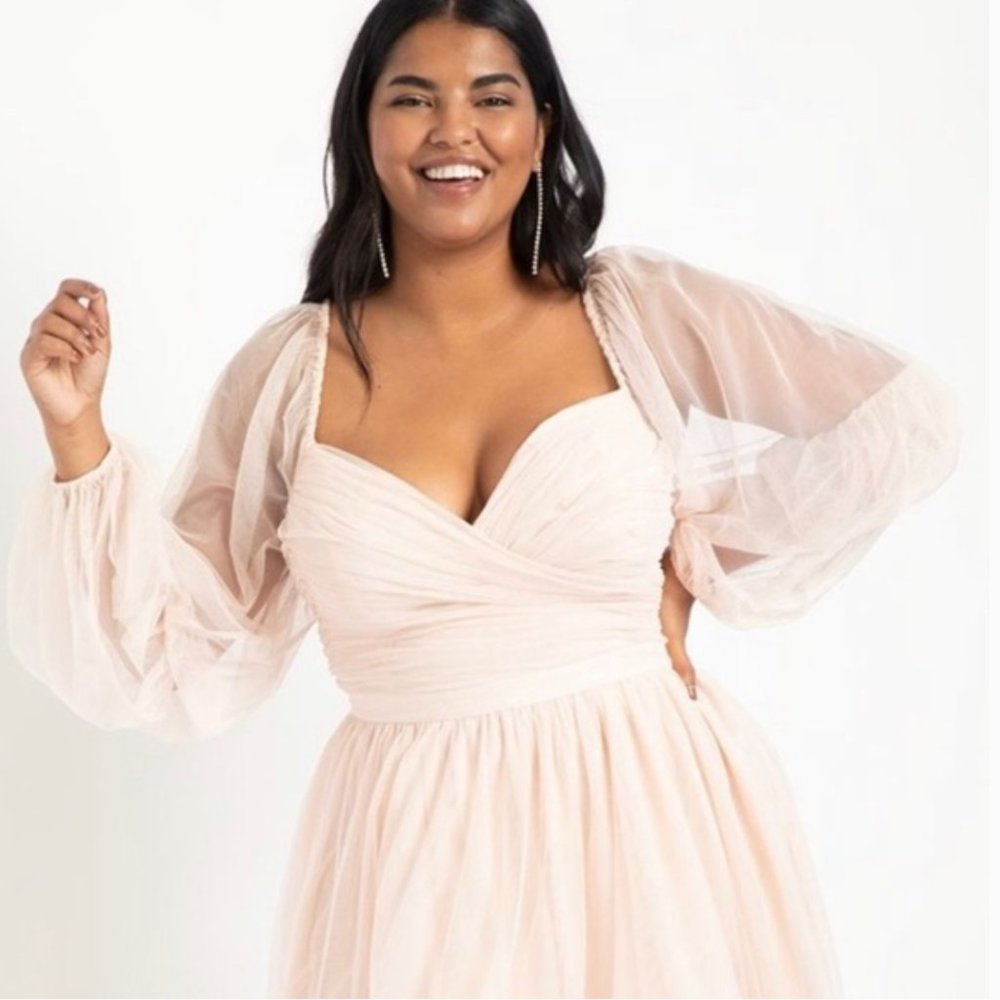 Eloquii Blush Pink Midi Tulle Dress - Picture 2 of 12